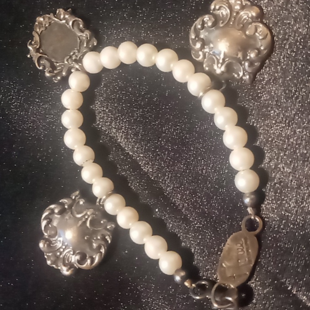 Vintage foree Hunsicker sterling silver stamped & treated fresh water pearl